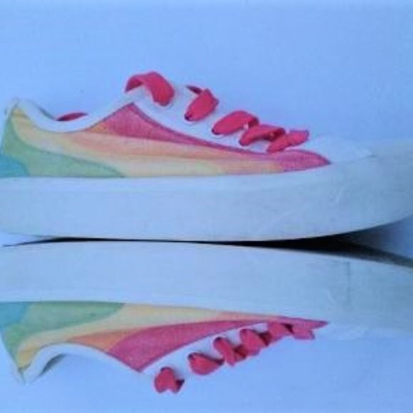 BOBS by SKECHERS Rainbow Canvas Lace Up Casual Sneakers Women's sz 6 - Picture 5 of 8